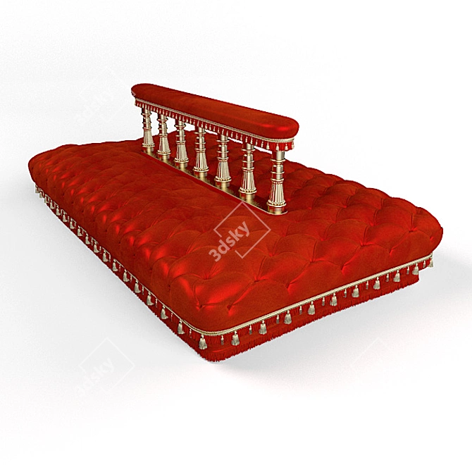 Luxurious Satin Red Sofa 3D model image 1