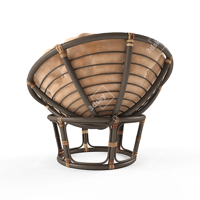 Rattan Papasan Chair with Cushion 3D model image 2