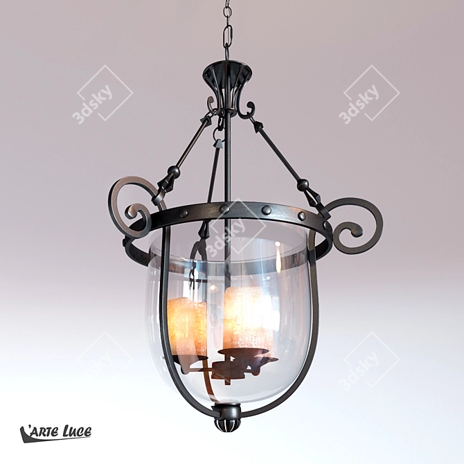 Classic Black Fort Pendant Lamp 3D model image 1