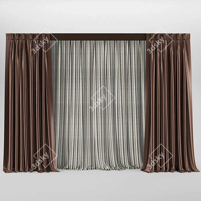 Silk Blinds with Triple Pleat Design 3D model image 1