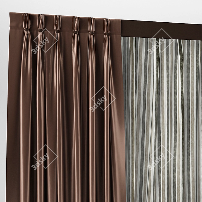 Silk Blinds with Triple Pleat Design 3D model image 2