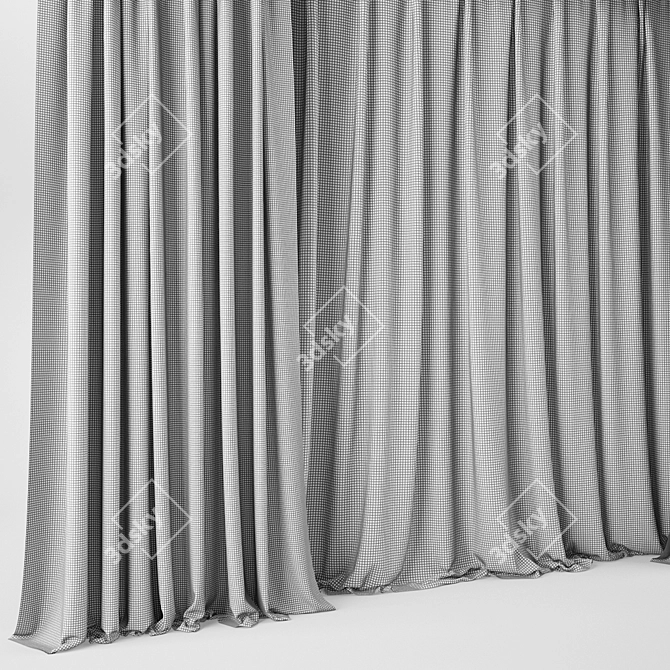 Silk Blinds with Triple Pleat Design 3D model image 3