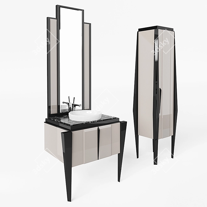 Modern Cupboard with Mirror & Pencil Case 3D model image 1