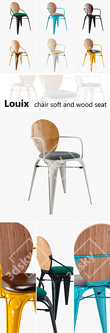 Title: Louix Wood Seat Chair - Soft and Stylish 3D model image 1