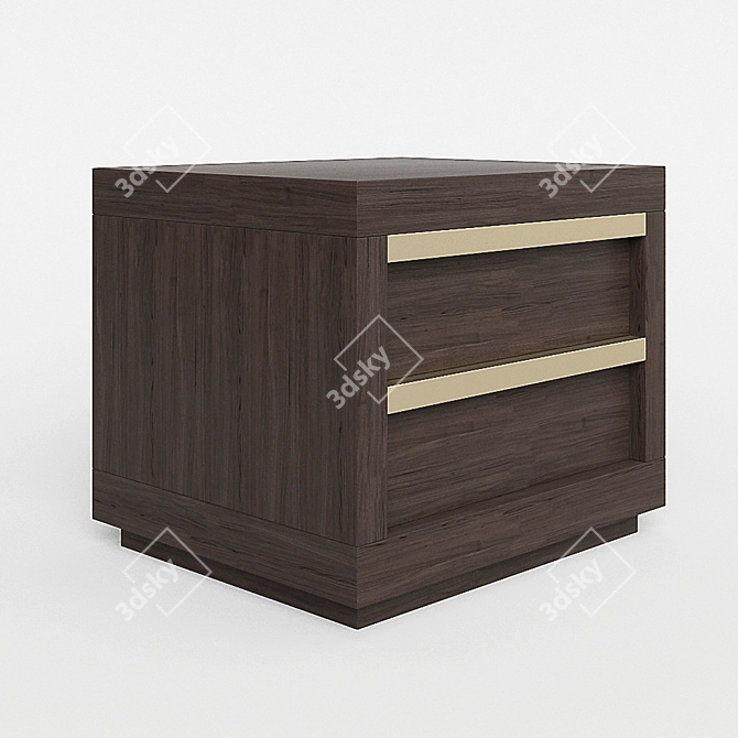 Rustic Oak Bezier Nightstand 3D model image 2