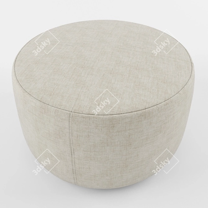 Stylish Round Ottoman with Elegant Stitch Detail 3D model image 1