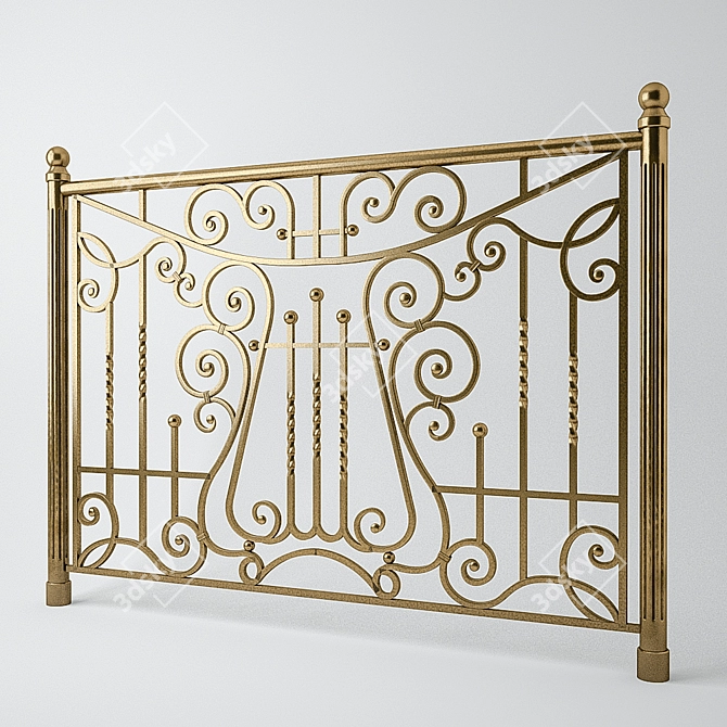 Elegant Forged Railing 3D model image 1