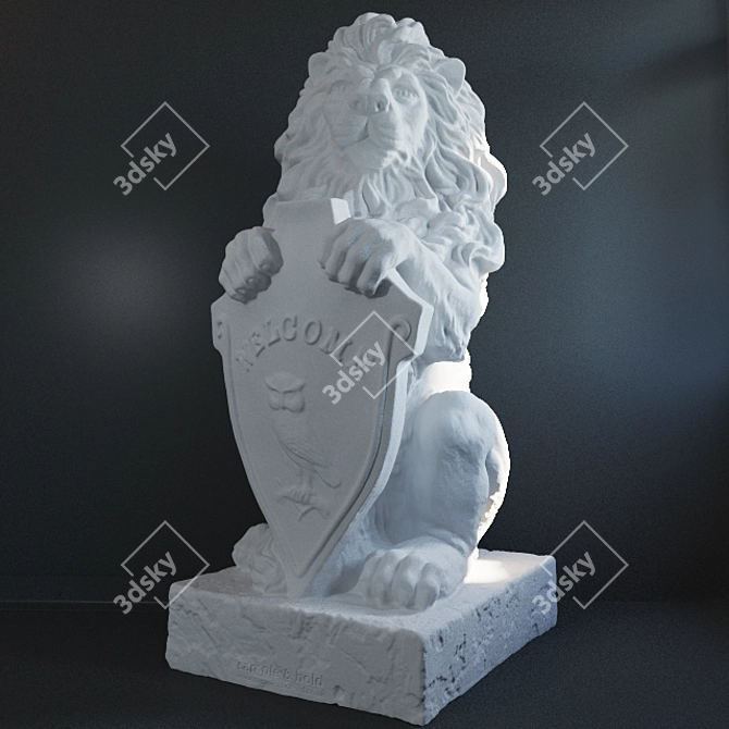 Regal Lion Sculpture 3D model image 1