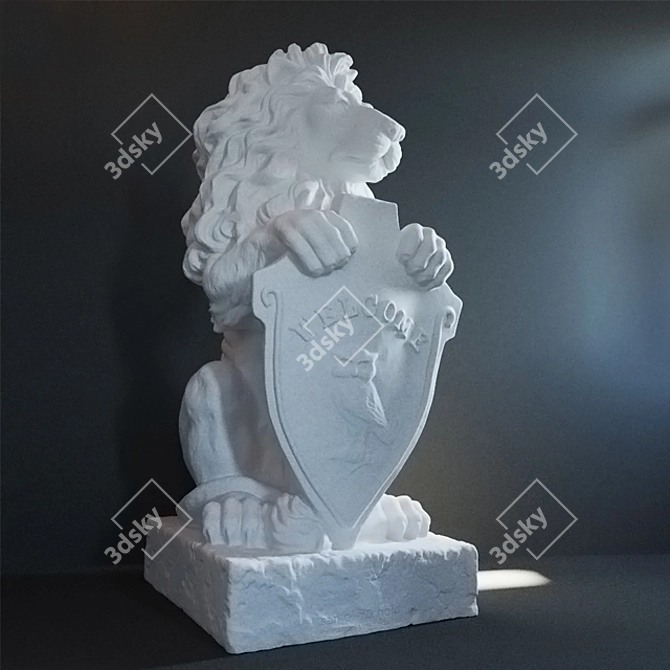 Regal Lion Sculpture 3D model image 2