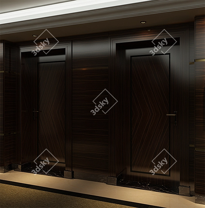 Stunning Oak Wood Door 3D model image 2