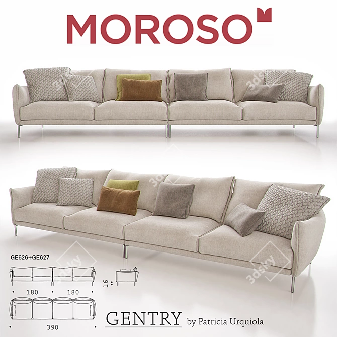 Elegant Moroso Gentry Sofa Set 3D model image 1