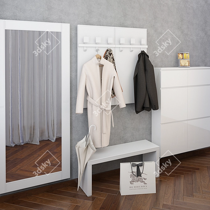 Sleek Leather-Finish Hallway Birex Cinquanta Ensemble 3D model image 1