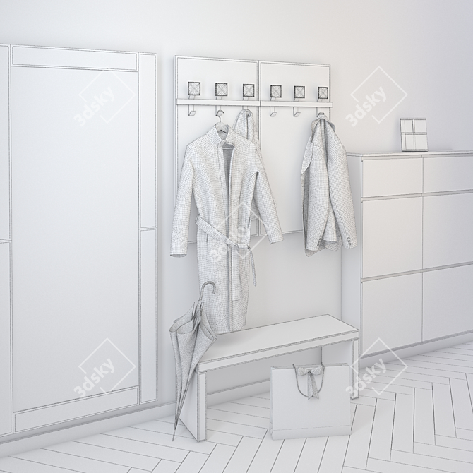 Sleek Leather-Finish Hallway Birex Cinquanta Ensemble 3D model image 3