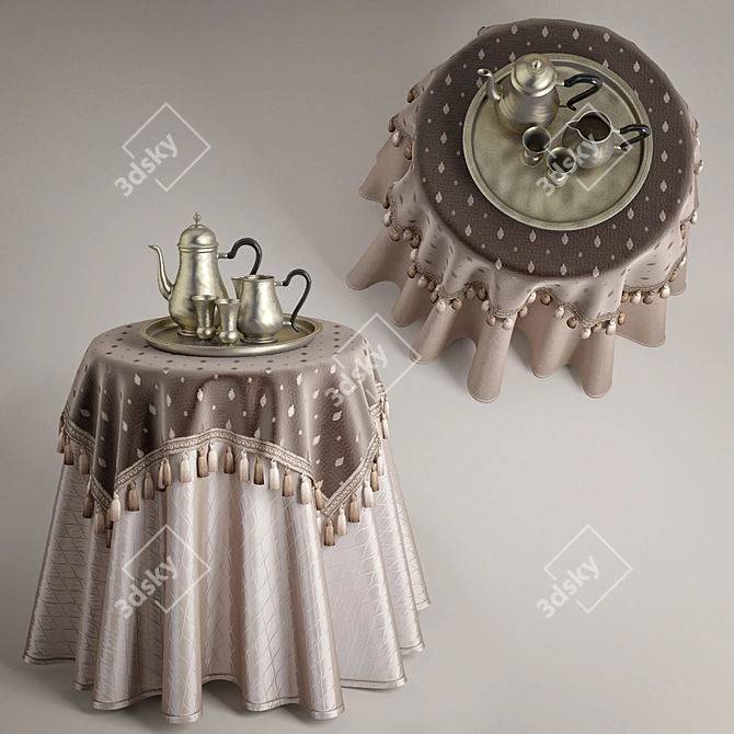 Elegant Table Drape Ensemble 3D model image 1