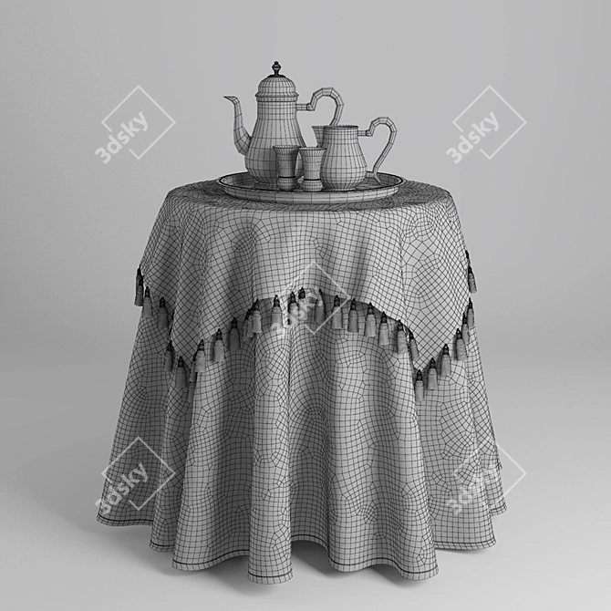 Elegant Table Drape Ensemble 3D model image 3