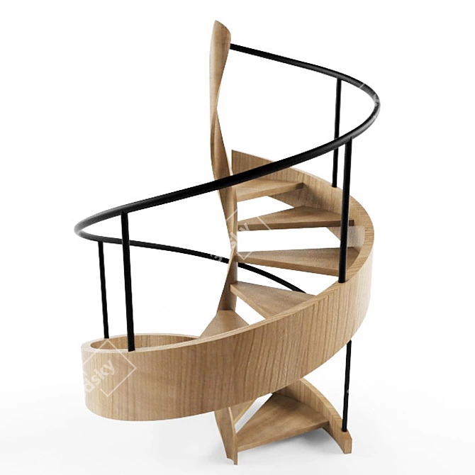 Elegant Spiral Staircase 3D model image 3