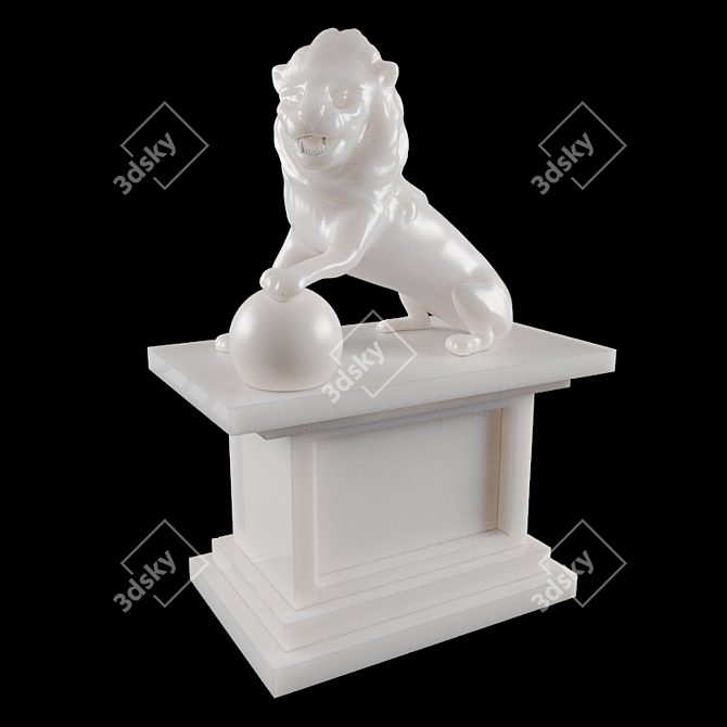 Majestic Lion Sculpture 3D model image 1