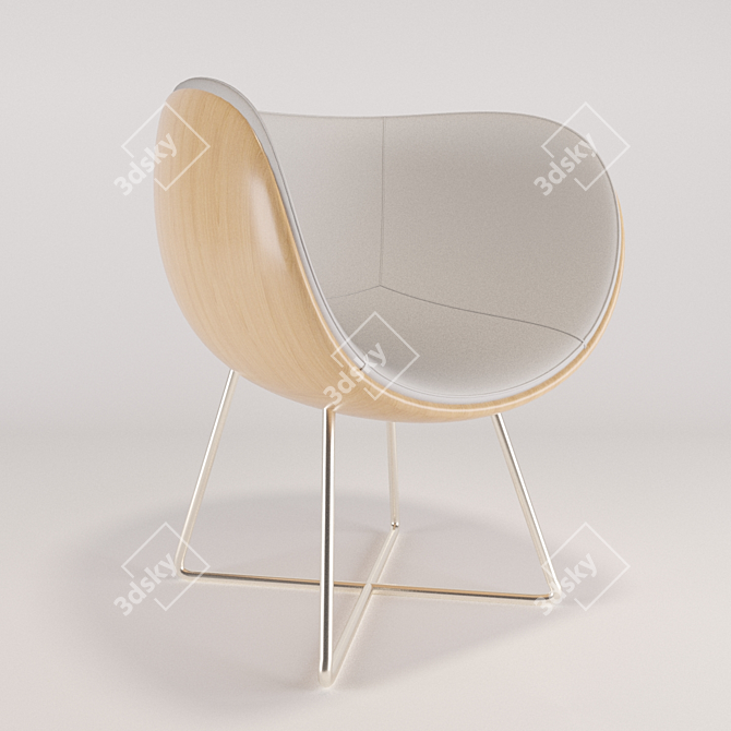Elegant Velvet Armchair - Luxury Comfort 3D model image 2