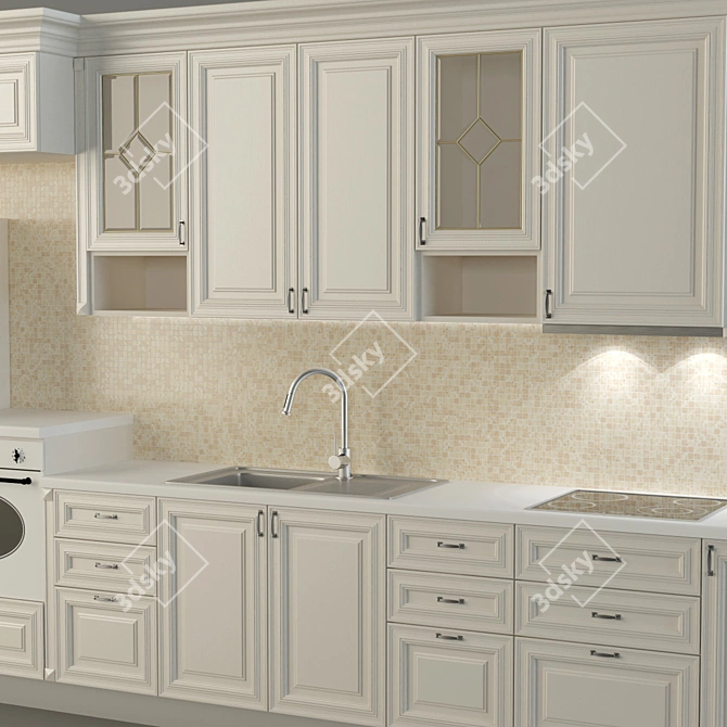 Italian Dolomite Kitchen: Modern Elegance 3D model image 2