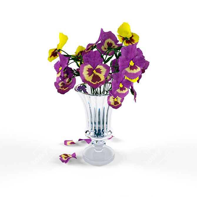 Delicate Spring Pansy Bouquet 3D model image 2