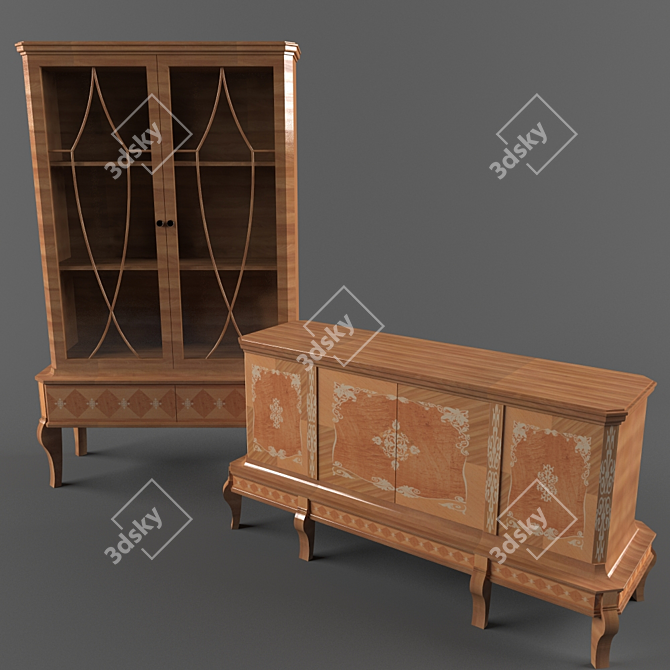 Modern Geometric Buffet & Commode 3D model image 1