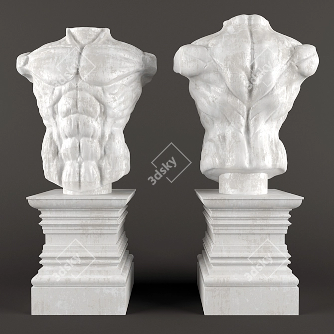 Elegant Torso Sculpture 3D model image 1