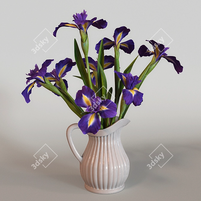 Iridescent Iris Bouquet 3D model image 1