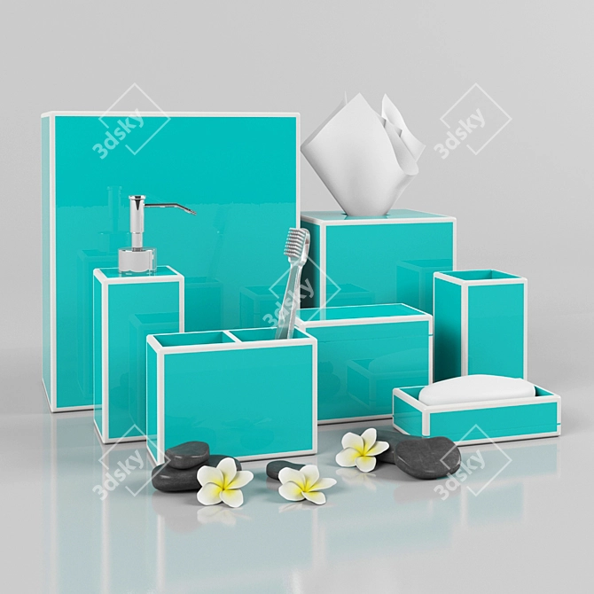 Title: Kassatex Blue Soho Bath Collection 3D model image 1