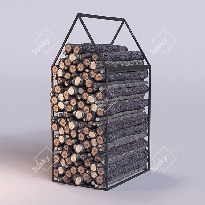 Wood Stack: Sturdy Steel Frame 3D model image 2