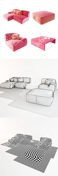 Title: Paola Lenti Modern Lounge Set 3D model image 3