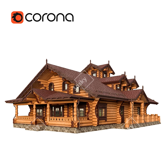 Rustic Chalet Retreat 3D model image 1