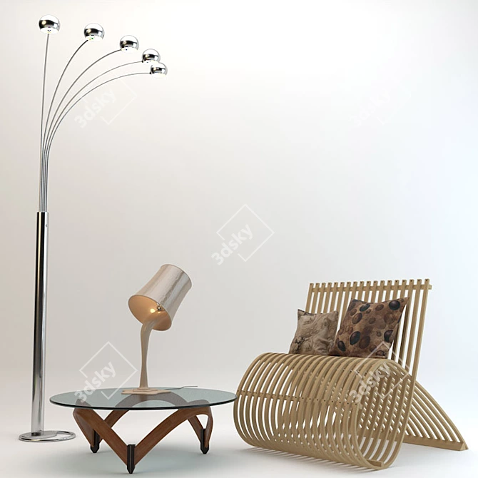 En Pointe 5-Light Arc Floor Lamp 3D model image 1