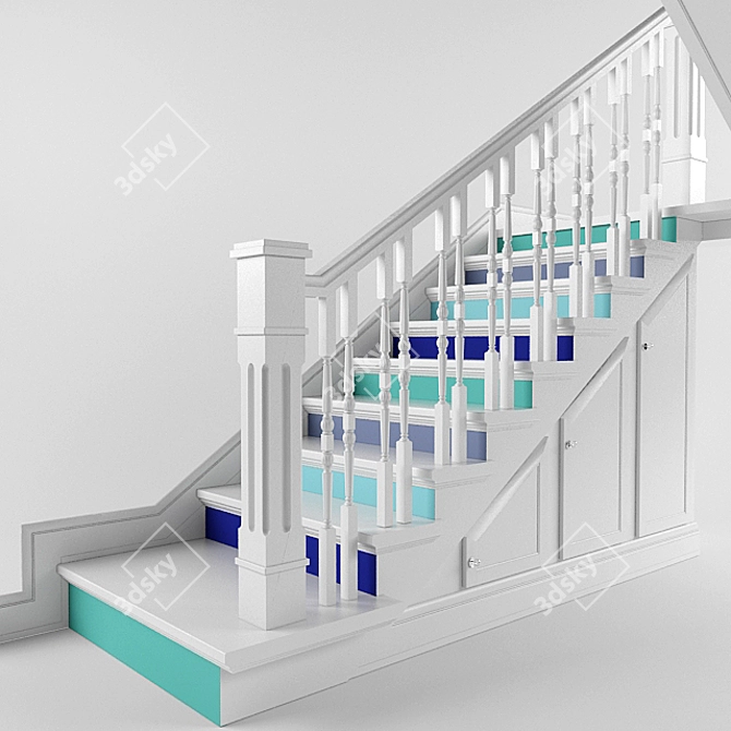 Sleek Steel Staircase 3D model image 1