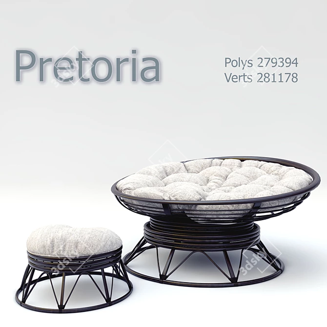 Utomo Rattan Rocking Chair with Pillow Pretoria 3D model image 1