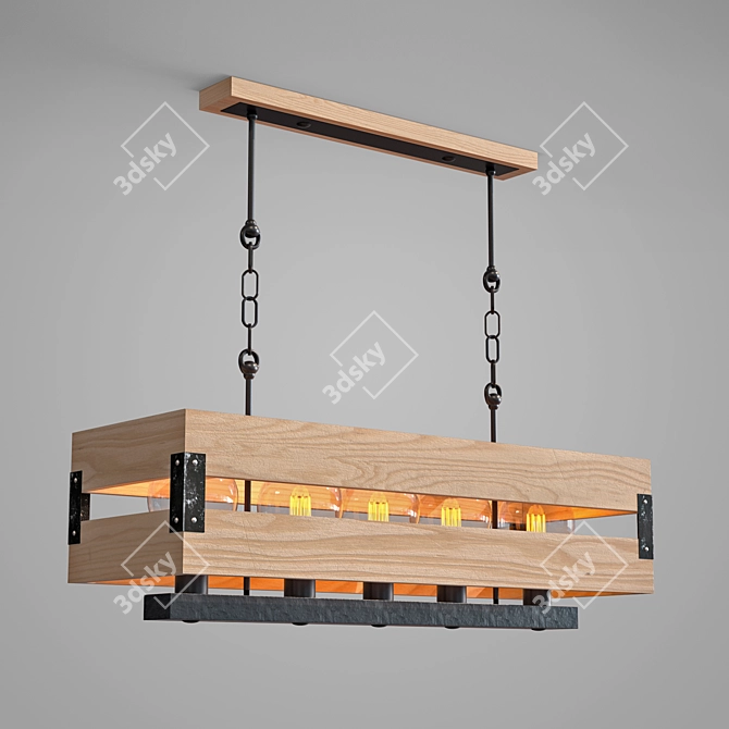 Rustic Wood Edison Lamp 3D model image 2