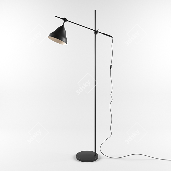 Rustic Grey Metal Floor Lamp 3D model image 1