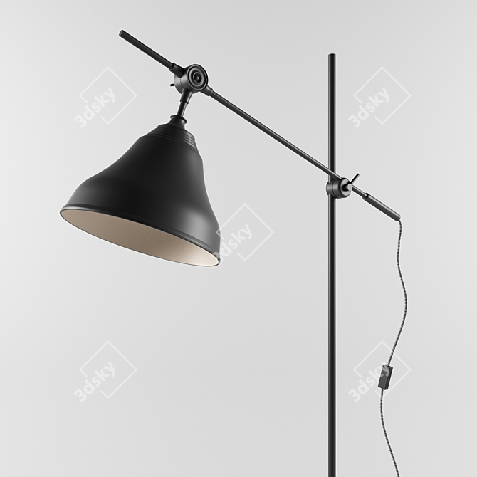 Rustic Grey Metal Floor Lamp 3D model image 2