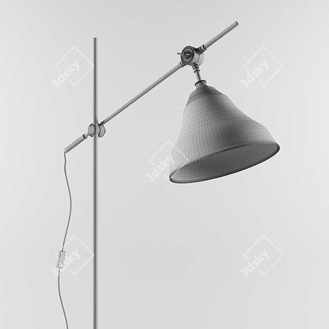 Rustic Grey Metal Floor Lamp 3D model image 3