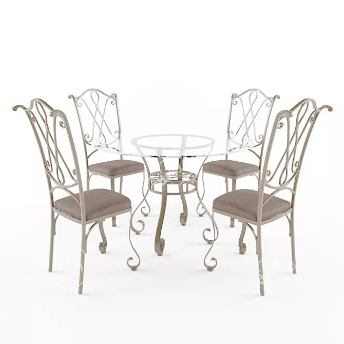 Elegant Iron Dining Set 3D model image 1