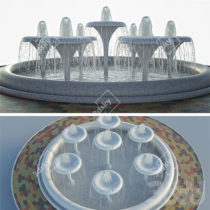 6m Fountain with Adjustable Sprays 3D model image 1