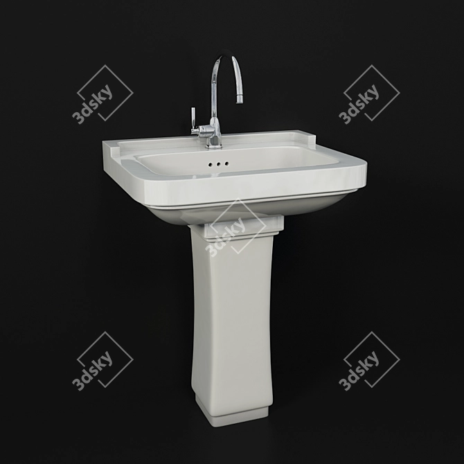 Neo Ceramic Wash Basin & Vanity 3D model image 1