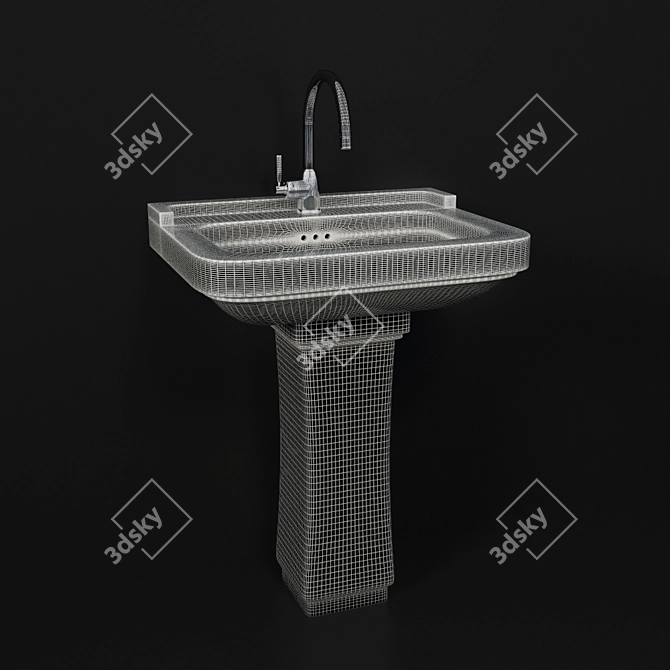 Neo Ceramic Wash Basin & Vanity 3D model image 2