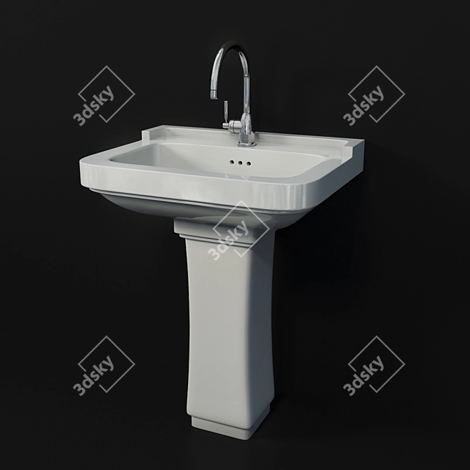 Neo Ceramic Wash Basin & Vanity 3D model image 3