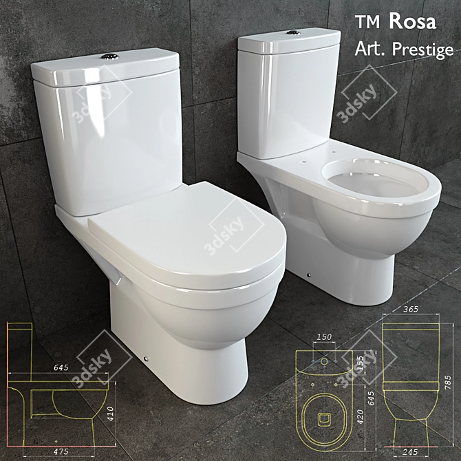 Title: Rosa Prestige Toilet - Luxurious Elegance 3D model image 1