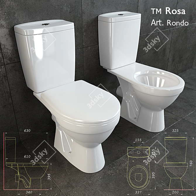 Elegant Rondo Toilet: Rosa's TM 3D model image 1