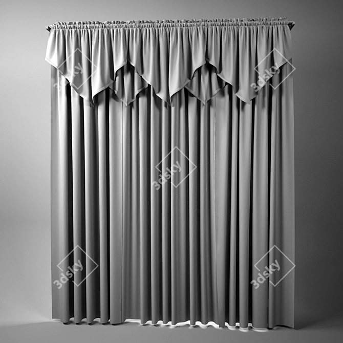 Classic Curtain - Marvelous Design  3D model image 2