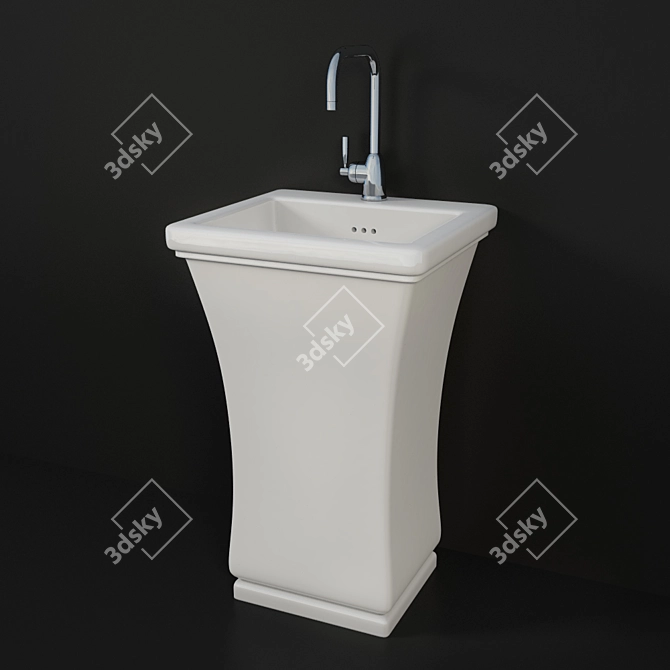 Neo Ceramic Basin with Perrin & Rowe Mimas Faucet 3D model image 2