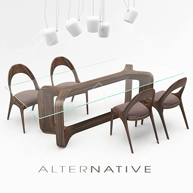 Versatile Dining Set: Denise Tables + Sharon Chairs 3D model image 1