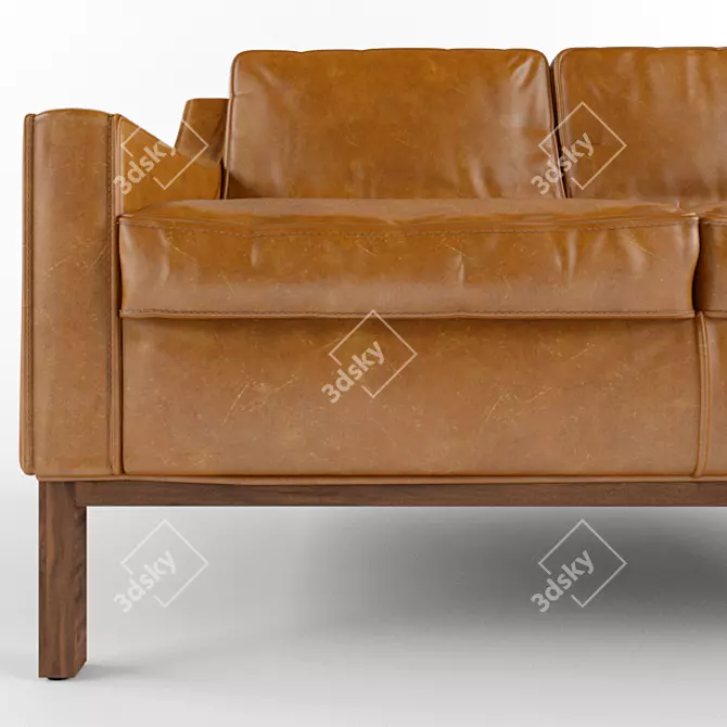 Elegant Dale Leather Loveseat & Armchair 3D model image 2