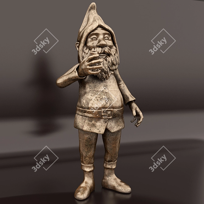 Vintage Bronze Gnome Sculpture 3D model image 1